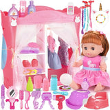 Baby Doll Toys Set, 14 Doll Toys, 25Pcs Dolls Care Toy Playset, Toddlers Toy Doll Set Incl Cradle Crib, High Chair, Milk Bottle, Pacifier, Diaper, Baby Gift for Age 3 4 5 6+ Years Old Girls Boys
