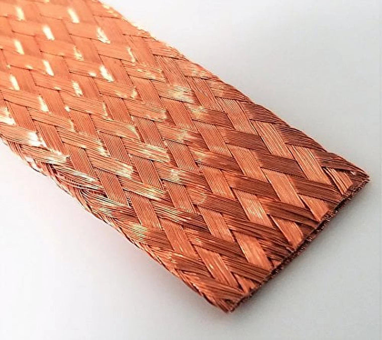 Flat Bare Copper Braid, Bright, 5/8 Diameter, 25′ Length 5/8